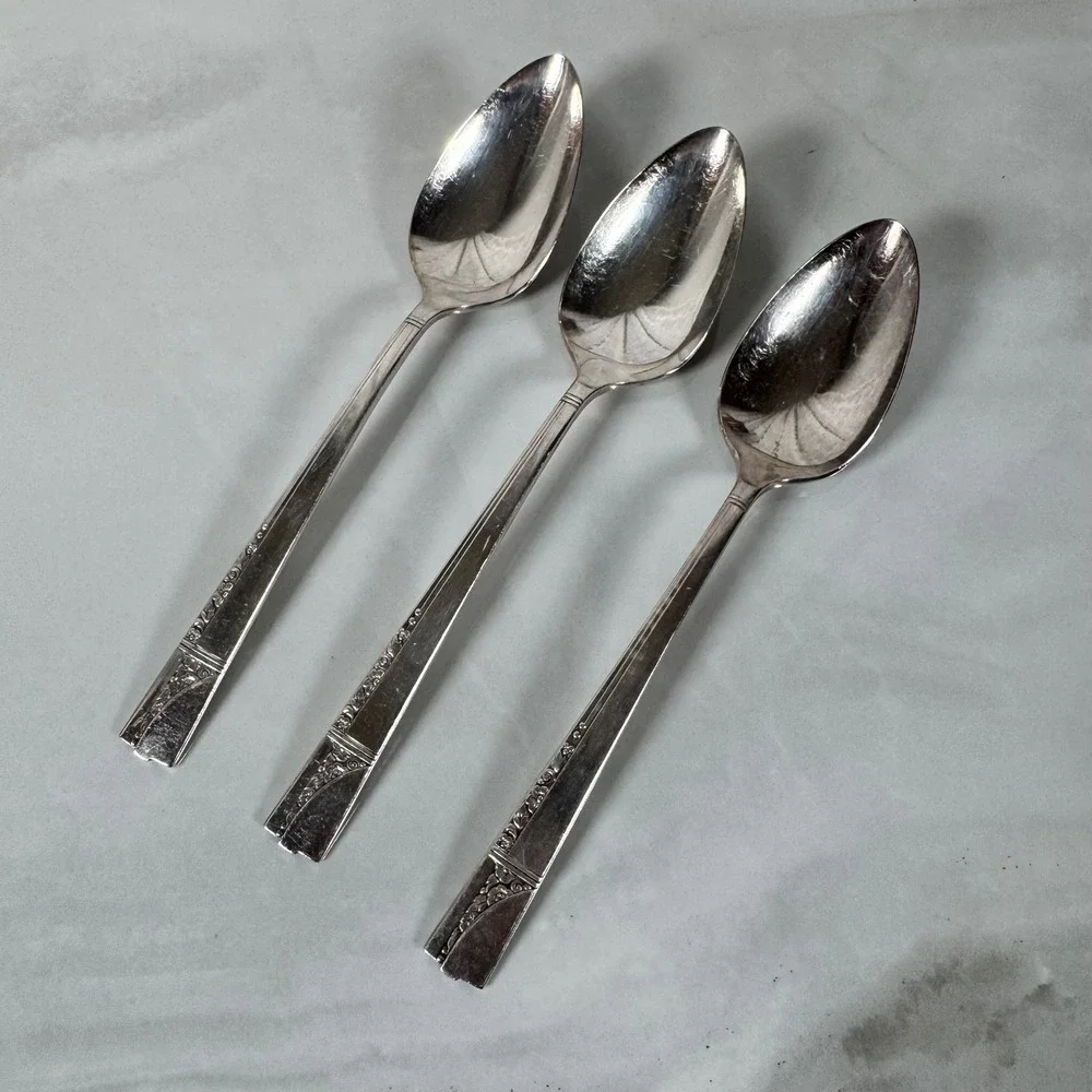 Set of 3 Oneida‎ Nobility Plate Silver Plated Tablespoons Caprice Floral